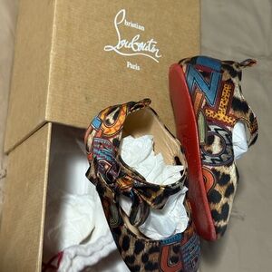 Christian Louboutin Kids Leopard Print Shoes with Red Soles